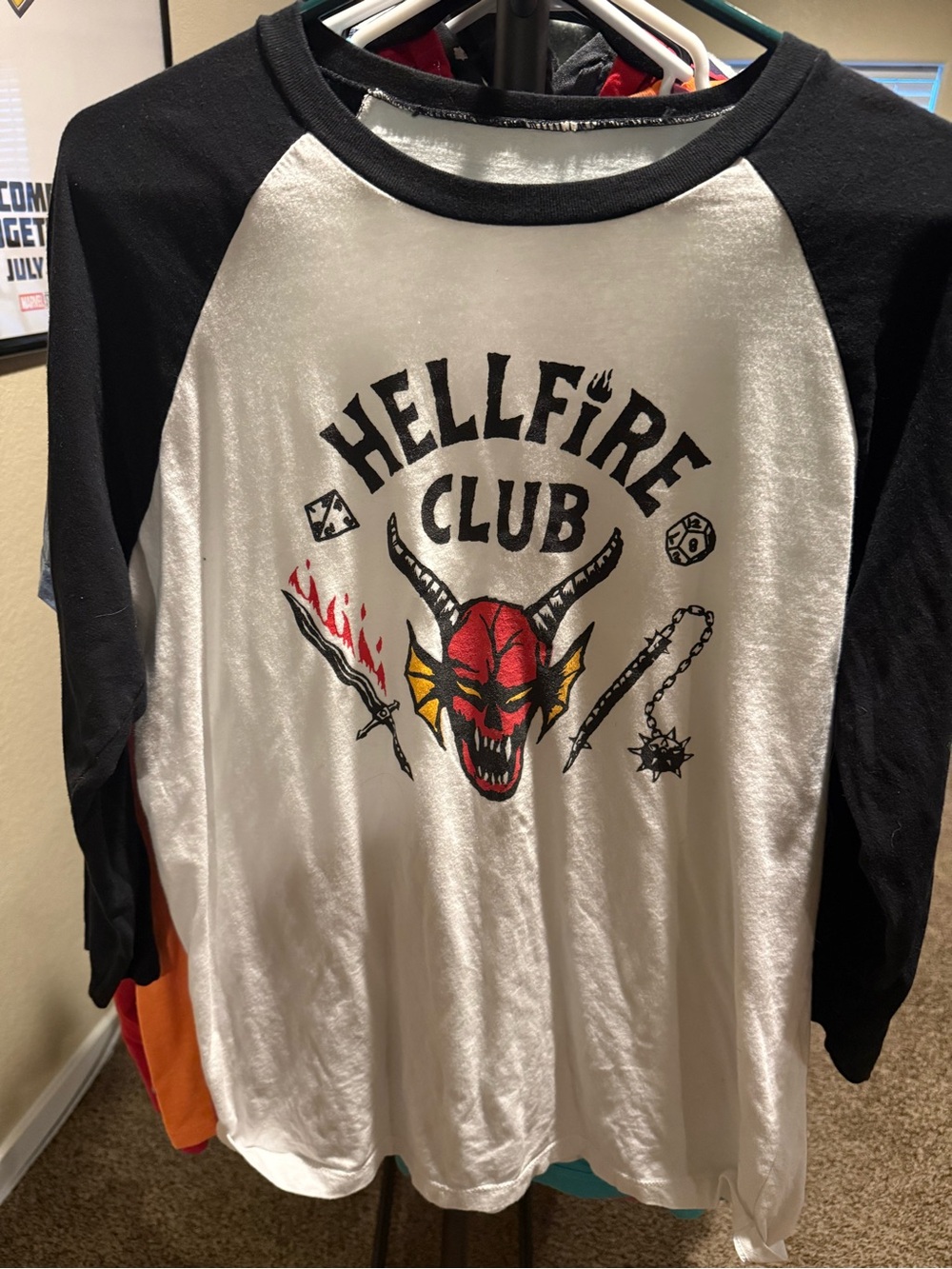 Hellfire Club Raglan Tee - Black & White Large